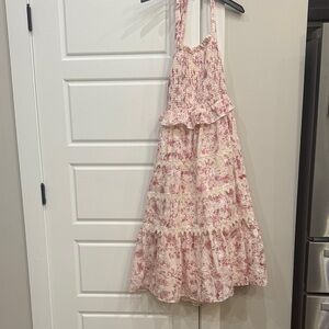 Just Me Blush Floral Tiered Maxi Dress